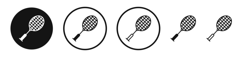 Badminton icons symbol. Flat and line design style.