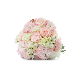 Beautiful wedding bouquet on white background