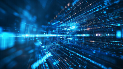 Cyberspace environment for technology digital background, Transfer digital data, and data analytics, Future technology digital matrix, Technology data concept on blue background, 3D Rendering