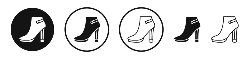 Heeled Boot icon set. vector icons for apps and website ui design