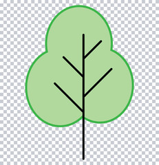 Minimal Green Tree Icon – Simple Flat Tree Illustration with Transparent Background.