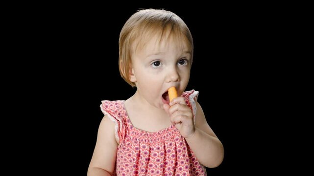 Pre Keyed Video of little Girl Putting on Chapstick