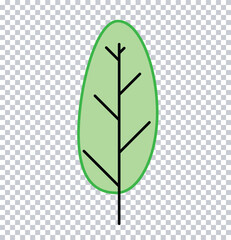 Minimal Green Leaf Icon – Flat Nature Symbol with Transparent Background.