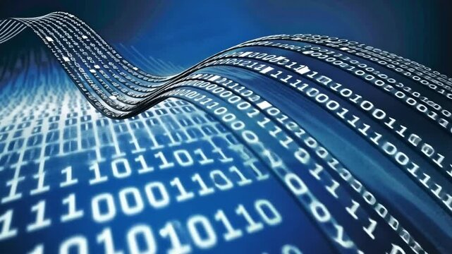 Datenwellen aus Bin&auml;rzahlen in Bewegung