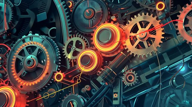 Zahnradmechanik mit Licht und Energie