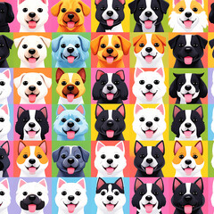 Obraz premium Cute and smile dog heads doodle vector set and Cute facial expression icon of the dog.