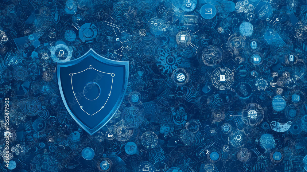 Poster cybersecurity data protection technology concept internet connection online network. there is a prom