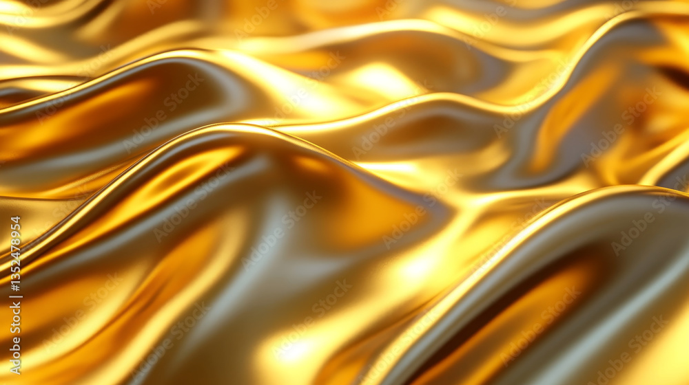 Poster gold particle digital wave flow abstract background. 3d rendering
