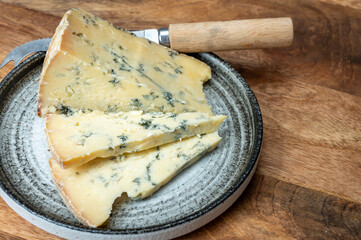 Cheese collection, English cow milk semi-soft, crumbly old stilton blue cheese