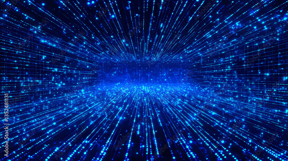 Poster blue digital cyberspace digital data network connections with lines and dots connection. technology 