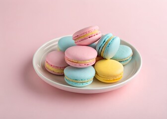Fototapeta premium Colorful Macarons on a White Plate