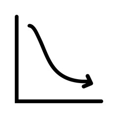 declining trend graph icon with downward arrow - flat stroke icon for apps and websites
