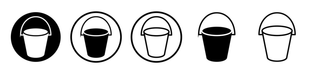 Bucket icons symbol. Flat and line design style.
