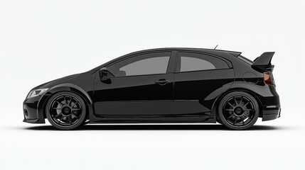 Fototapeta premium dark gray metallic hatchback car, rendered in photorealistic style with highly reflective surfaces