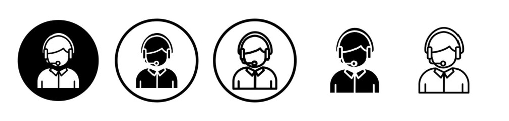 Callcenter icons symbol. Flat and line design style.