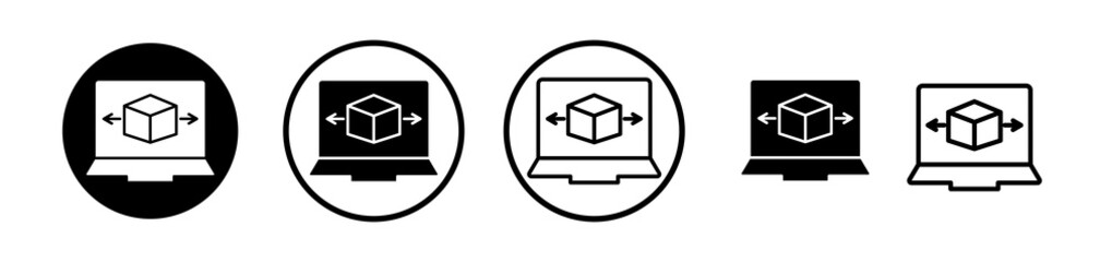 Computer simulation icons symbol. Flat and line design style.