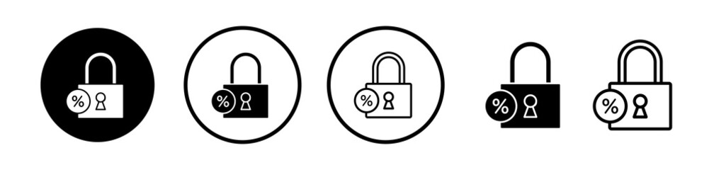 Fixed rate mortgage icons symbol. Flat and line design style.