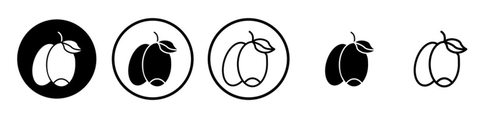 Jujube icons symbol. Flat and line design style.
