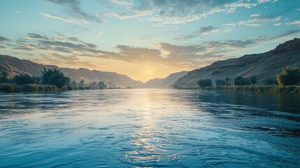 Obraz premium a beautiful sunset over the river 