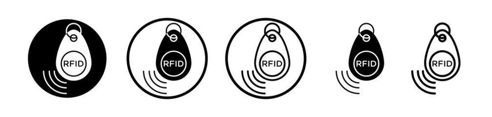RFID key tag icons symbol. Flat and line design style.
