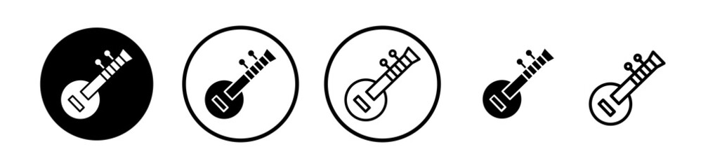 Sitar icons symbol. Flat and line design style.