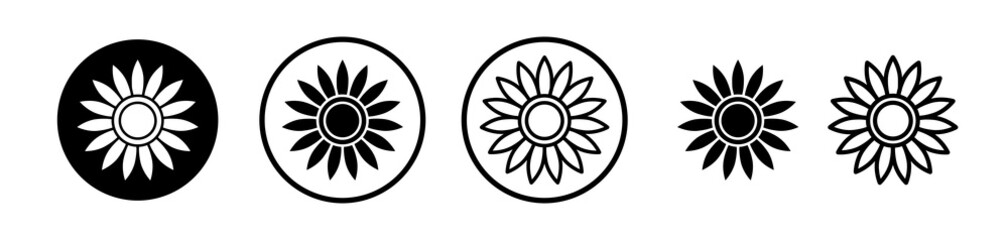 Sunflower icons symbol. Flat and line design style.