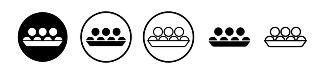 Takoyaki icons symbol. Flat and line design style.
