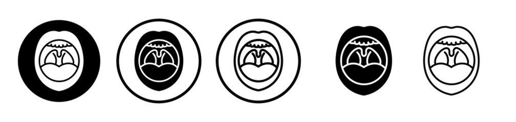 Tonsillitis icons symbol. Flat and line design style.