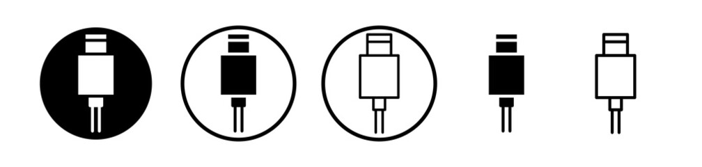 USB type c icons symbol. Flat and line design style.