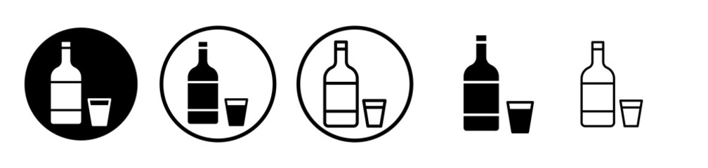 Vodka icons symbol. Flat and line design style.