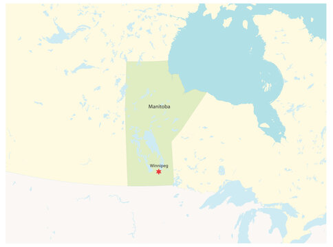 Map of Canada's provinces of Manitoba with Winnipeg as its capital