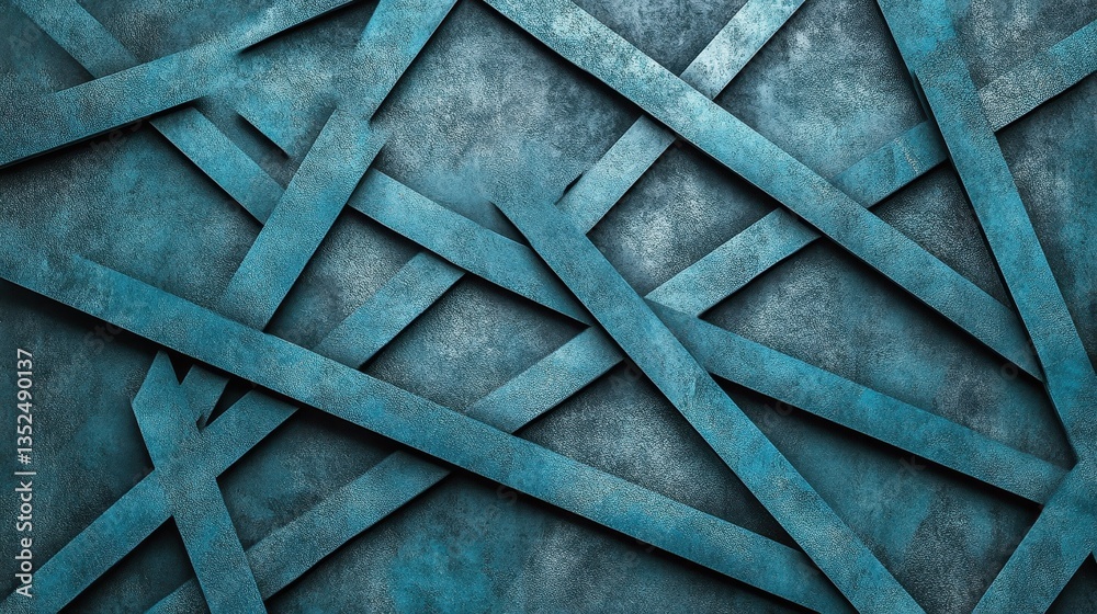 Wall mural overlapping blue strips create a modern abstract textured background
