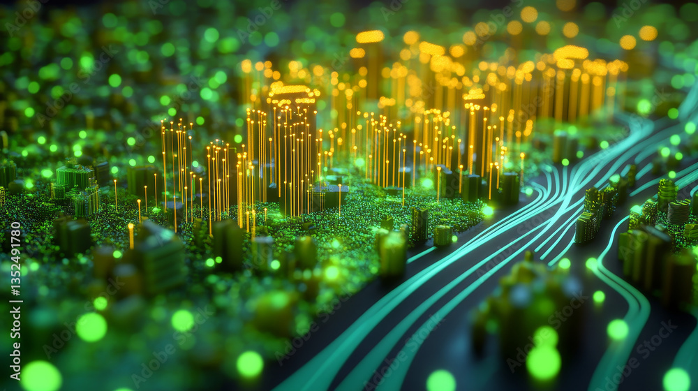 Poster digital cyberspace and digital data network connections concept. transfer digital data hi-speed inte