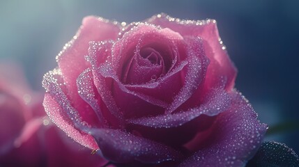 a beautiful rose with dew drops 
