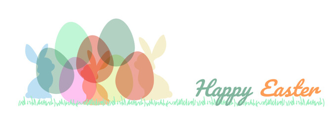 Happy easter pastel color banner template on white background