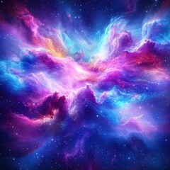 Colorful nebulae and stars illuminate the vast darkness of space