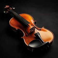 Fototapeta premium A studio shot of a violin with a bow, ready to play.