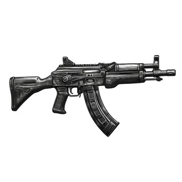 A Side View of an AK-12 Assault Rifle on Transparent Background 