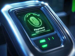 Futuristic Fingerprint Payment Approved Interface