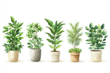 Row of potted plants on sunny balcony overlooking city skyline.