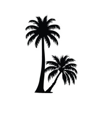 A beautiful coconat tree silhoutte illustration art design with a white backraund