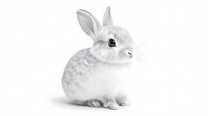 Obraz premium A small fluffy bunny rabbit with upright ears is sitting calmly