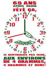 65 ans horloge grammes anniversaire alcool