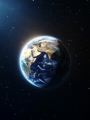 Obraz premium Earth viewed from space against a starry background