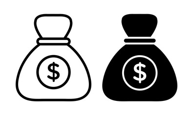Money bag vector icon symbol. illustration sign collection.
