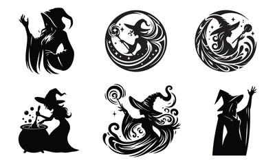 Obraz premium Silhouette of a Mythical Witch: A Symbol of Magic and Mystery 