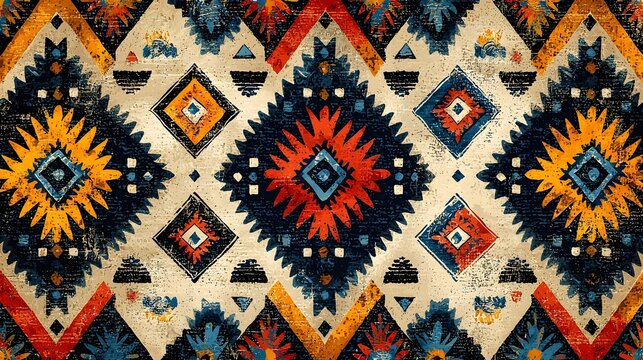 Vibrant Tribal Pattern Inspired by Warli Designs