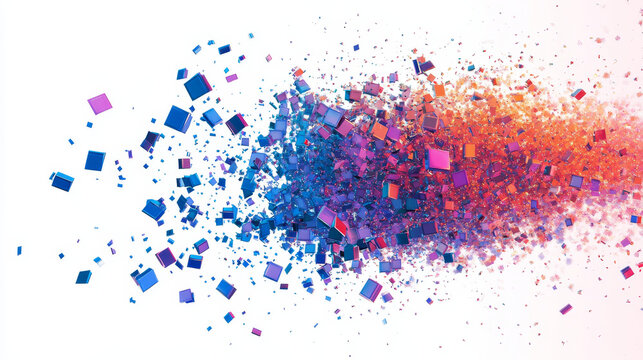 Dispersed filled rectange dotted vector icon with disintegration effect. Rectangle pixels are arranged into damaging filled rectange shape.