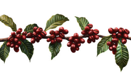 Coffee Beans on Branch Illustration