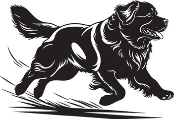 Black Dog SVG Vector Outline Running Retriever Silhouette